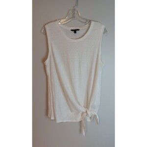 Banana Republic Tie Front Tank White Linen Sheer Size L Large